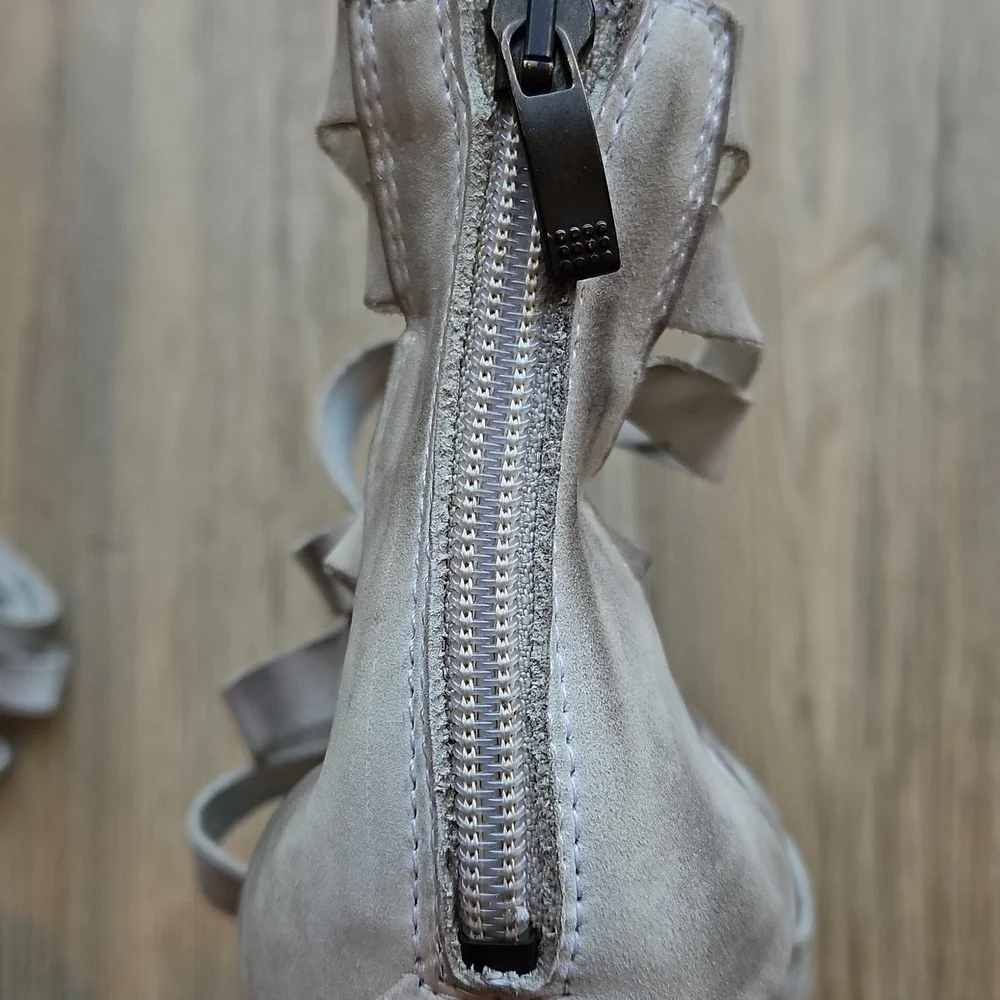 Free People Strappy Gray Ankle Boots
